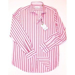 $180 ROBERT GRAHAM X Collection BUTTON Detail Shirt STRIPED Pink White ADRIAN RC
